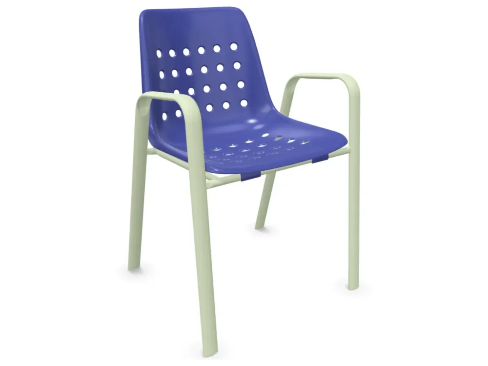 Schaffner Schalen-Stuhl Bermuda mit Armlehne Rundoval Blau | Schubiger Möbel