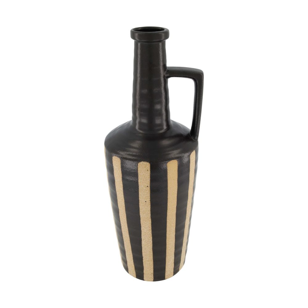 Decofinder Vase Flasche Keramik, Schwarz  | Schubiger Möbel