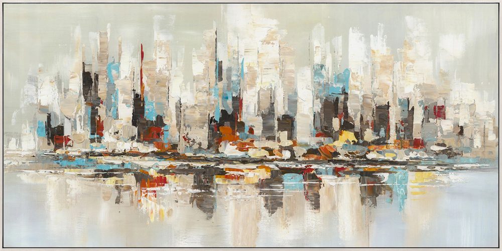 image LAND Gemälde Orange & Teal Skyline  | Schubiger Möbel