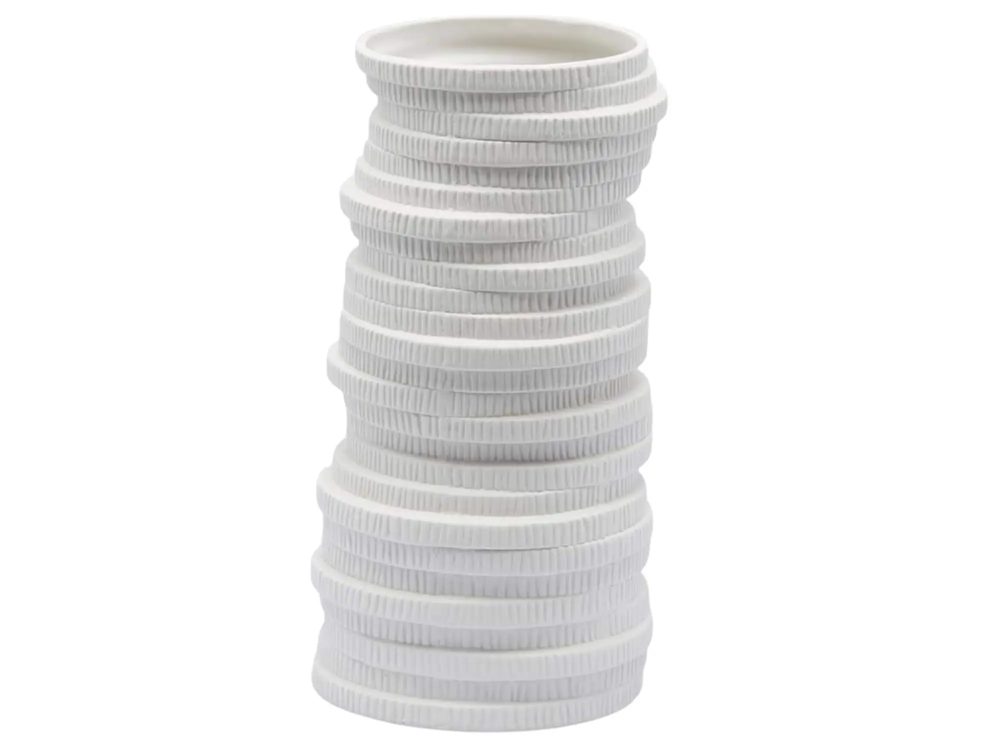 Edg Vase Scheiben Matt Weiss H: 31 cm  | Schubiger Möbel