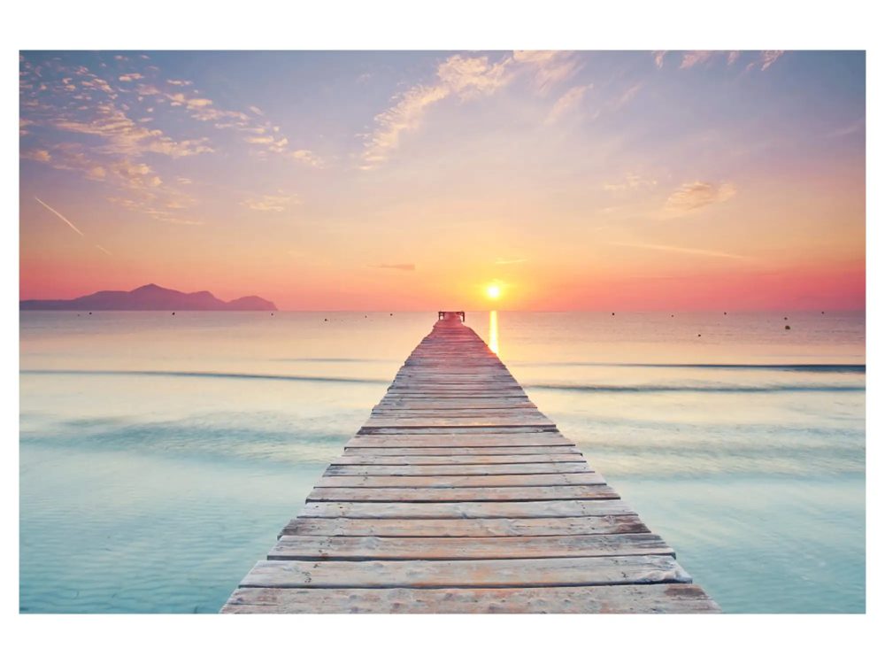 image LAND Digitaldruck auf Acrylglas Steg Bei Sonnenuntergang  | Schubiger Möbel