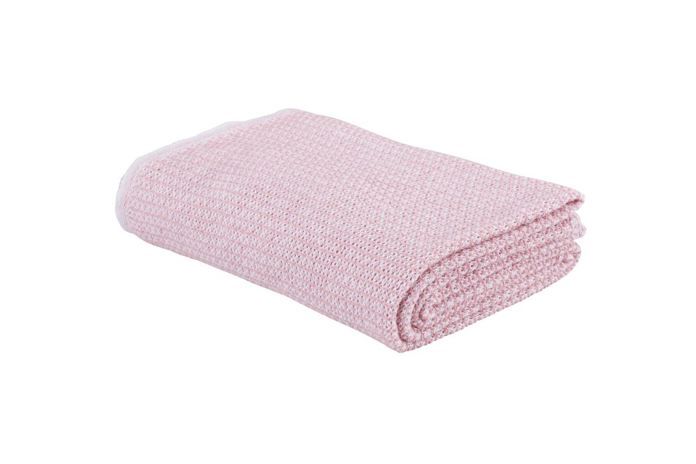 ESKIMO - Decke ASCONA - Baumwolle - weiss/rosa - 150/210 cm