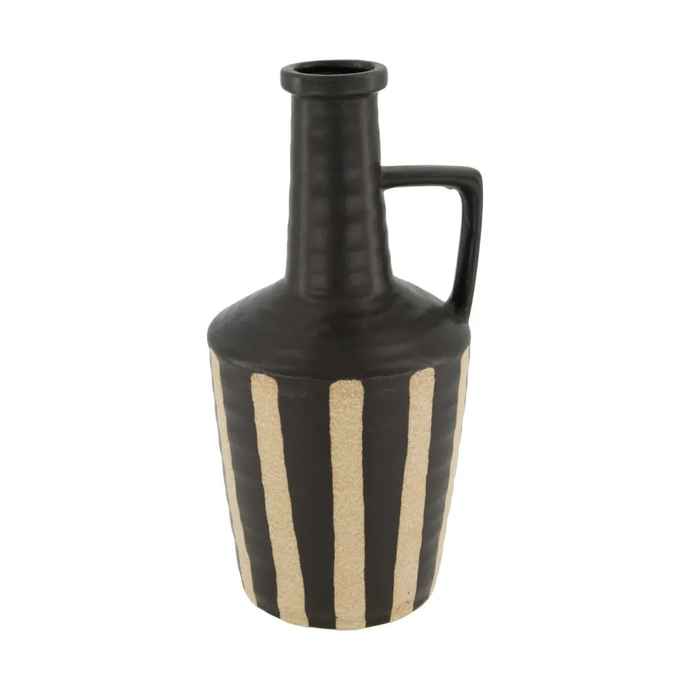 Decofinder Vase Flasche Keramik, Schwarz  | Schubiger Möbel