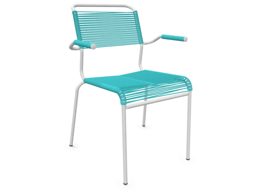 Schaffner Spaghetti-Stuhl Säntis mit Armlehnen Blau | Schubiger Möbel