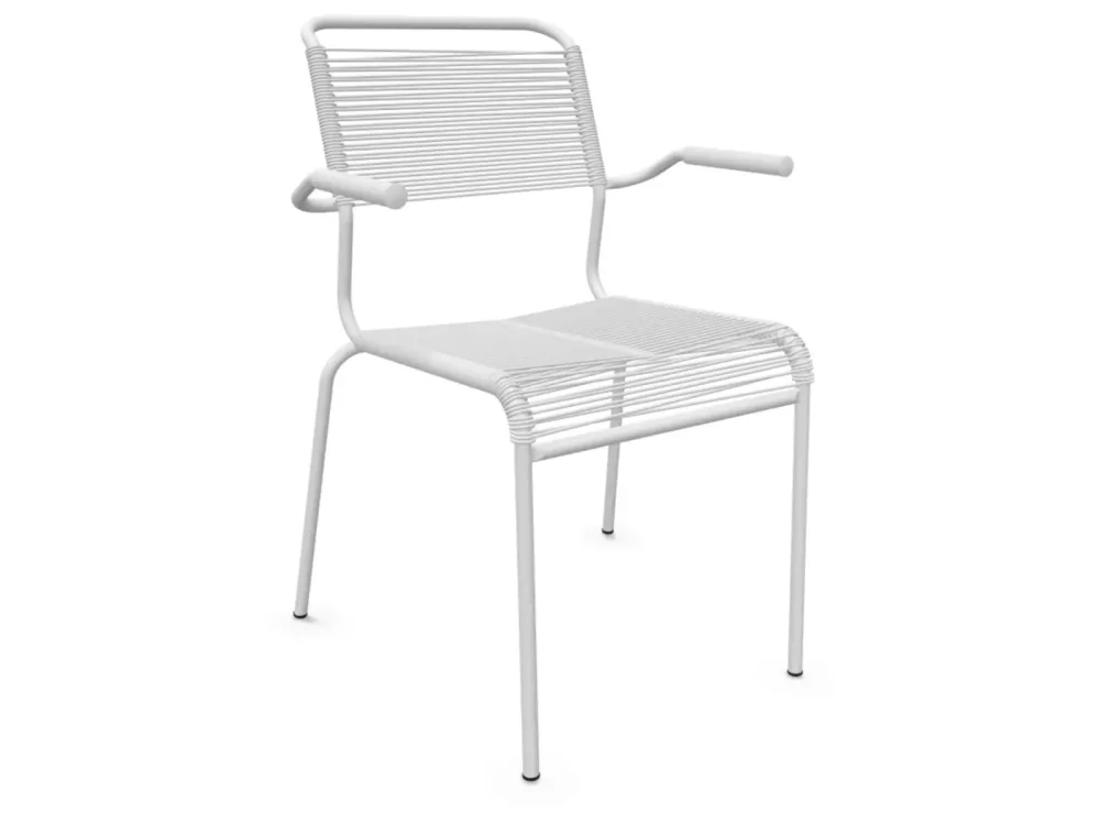 Schaffner Spaghetti-Stuhl Säntis mit Armlehnen Weiss | Schubiger Möbel