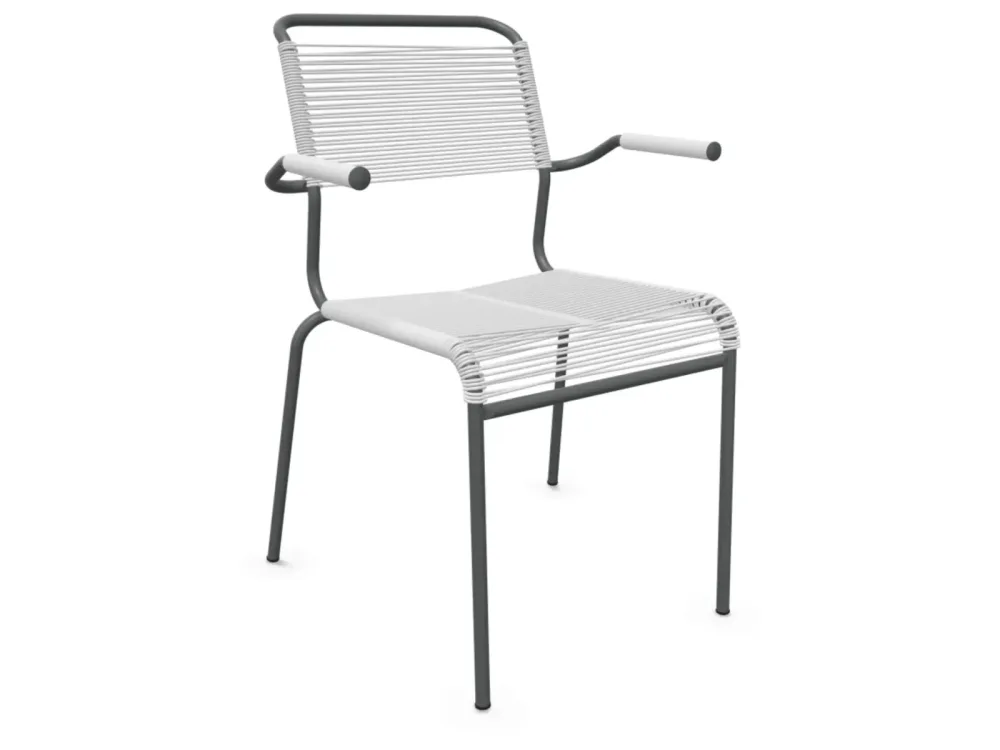 Schaffner Spaghetti-Stuhl Säntis mit Armlehnen Weiss | Schubiger Möbel