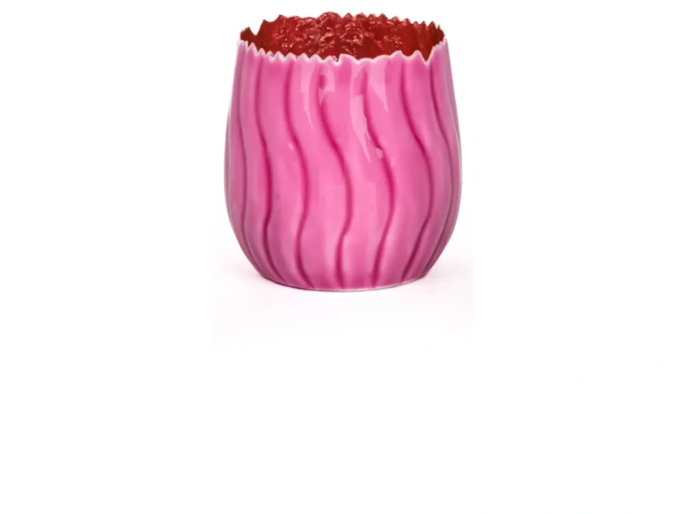 Decofinder Windlicht Welle Pink H: 10 cm Rosa | Schubiger Möbel