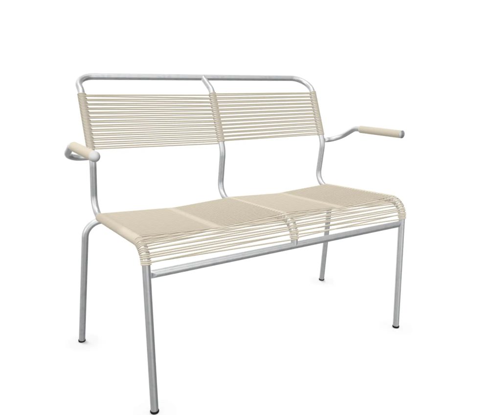Schaffner Spaghetti-2er-Bank Säntis mit Lehne Feuerverzinkt Beige | Schubiger Möbel