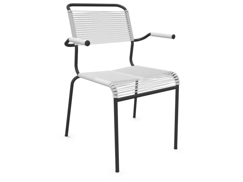 Schaffner Spaghetti-Stuhl Säntis mit Armlehnen Weiss | Schubiger Möbel