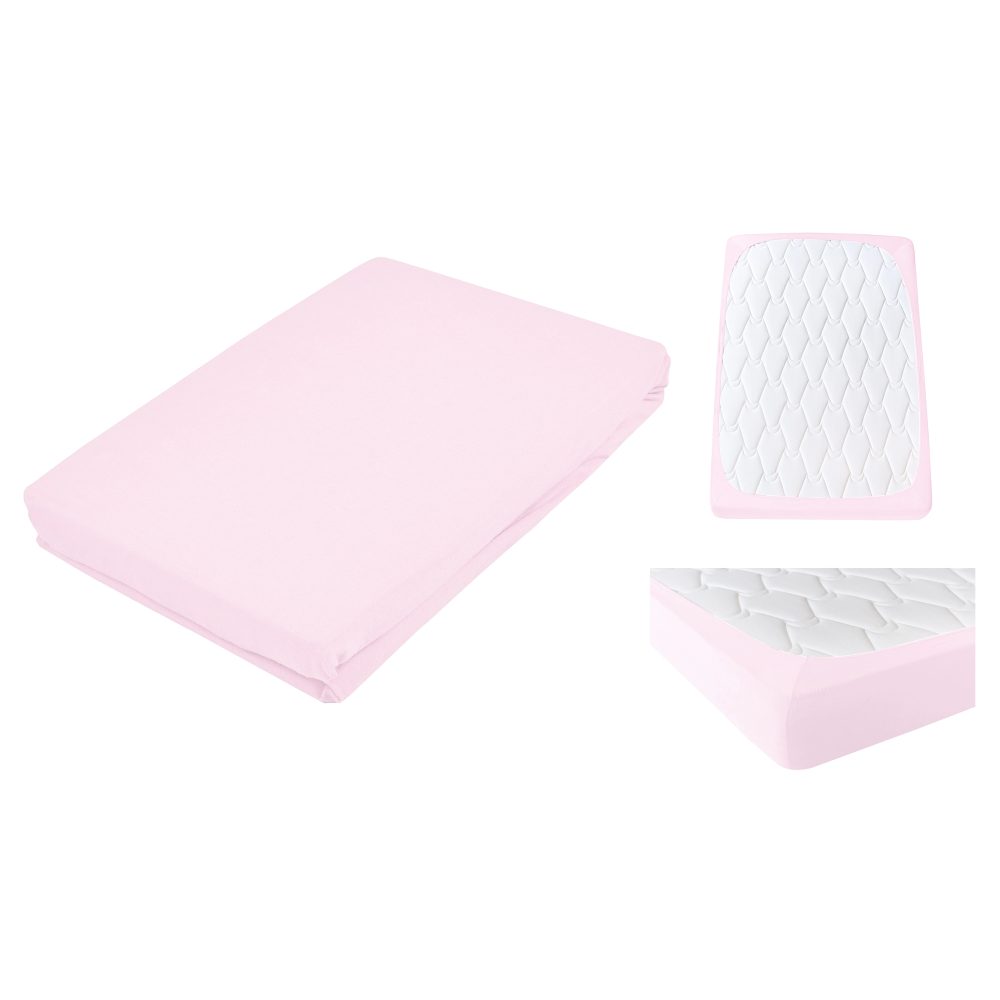Living Home - Topper Elastic Jersey Fixleintuch Topper, 90 x 200 cm, Rosa