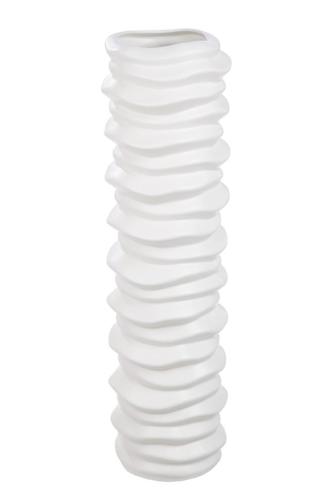 Gilde Vase Rillo Keramik Weiss H: 78 cm  | Schubiger Möbel