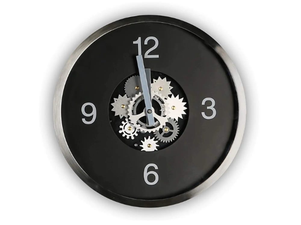Gilde Uhr Gear Schwarz-Siber H: 35 cm  | Schubiger Möbel
