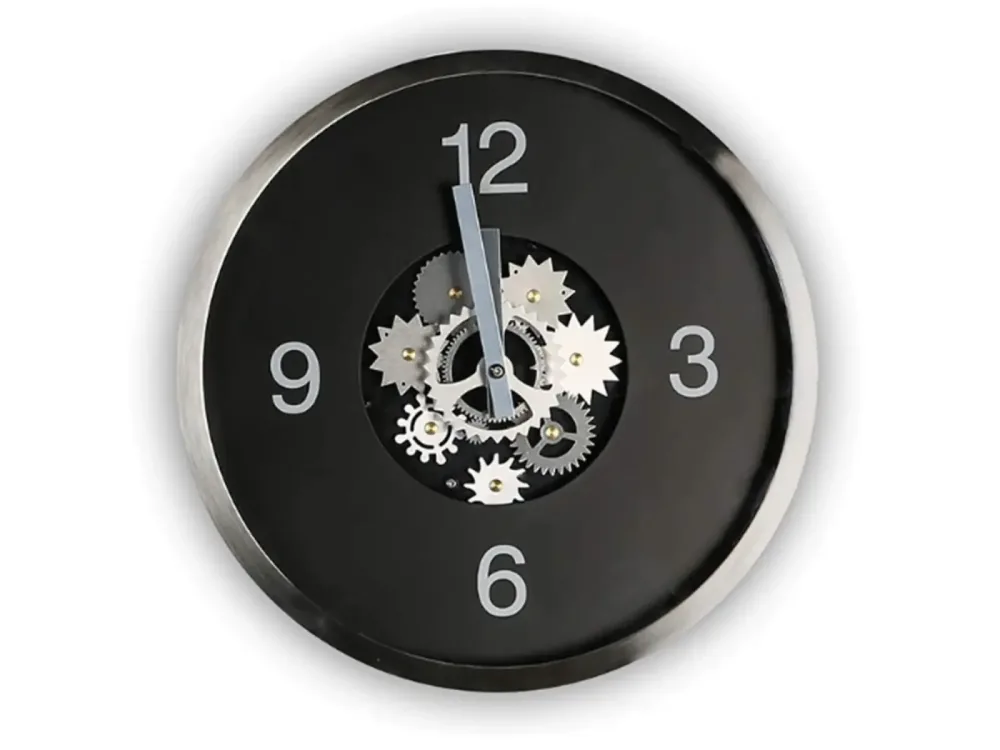Gilde Uhr Gear Schwarz-Siber H: 35 cm  | Schubiger Möbel