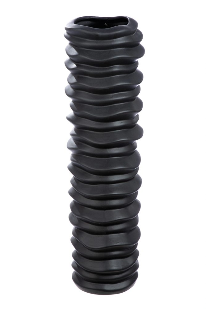 Gilde Vase Rillo Keramik Schwarz H: 46 cm  | Schubiger Möbel
