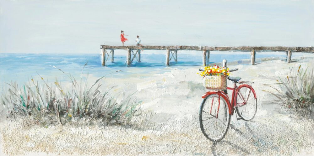 image LAND Bild Rotes Fahrrad am Strand  | Schubiger Möbel