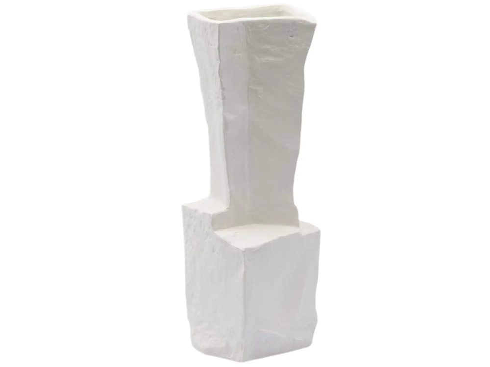 Edg Vase Kantig Matt Weiss H: 30 cm  | Schubiger Möbel
