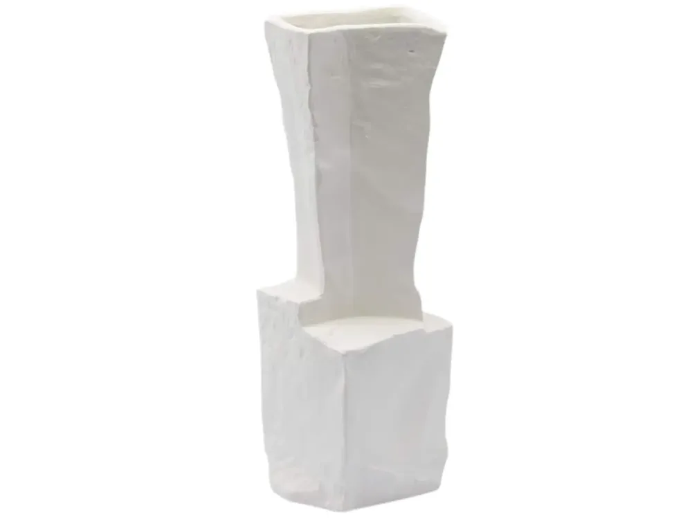 Edg Vase Kantig Matt Weiss H: 30 cm  | Schubiger Möbel