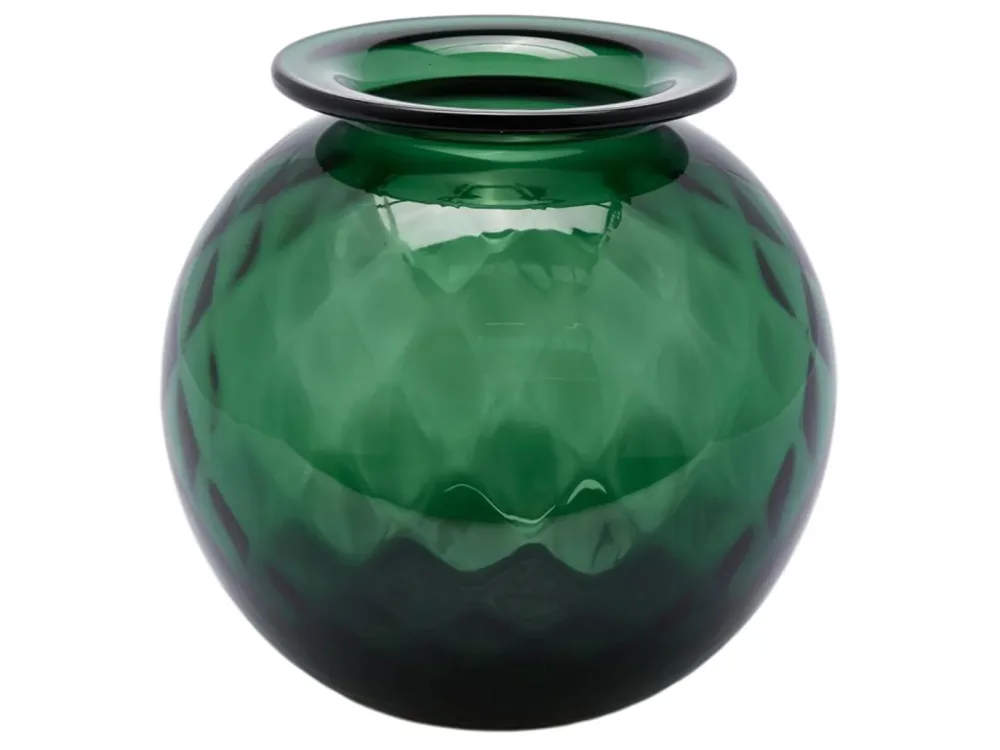 Edg Vase Optisches Glas Flaschengrün H: 19 cm  | Schubiger Möbel