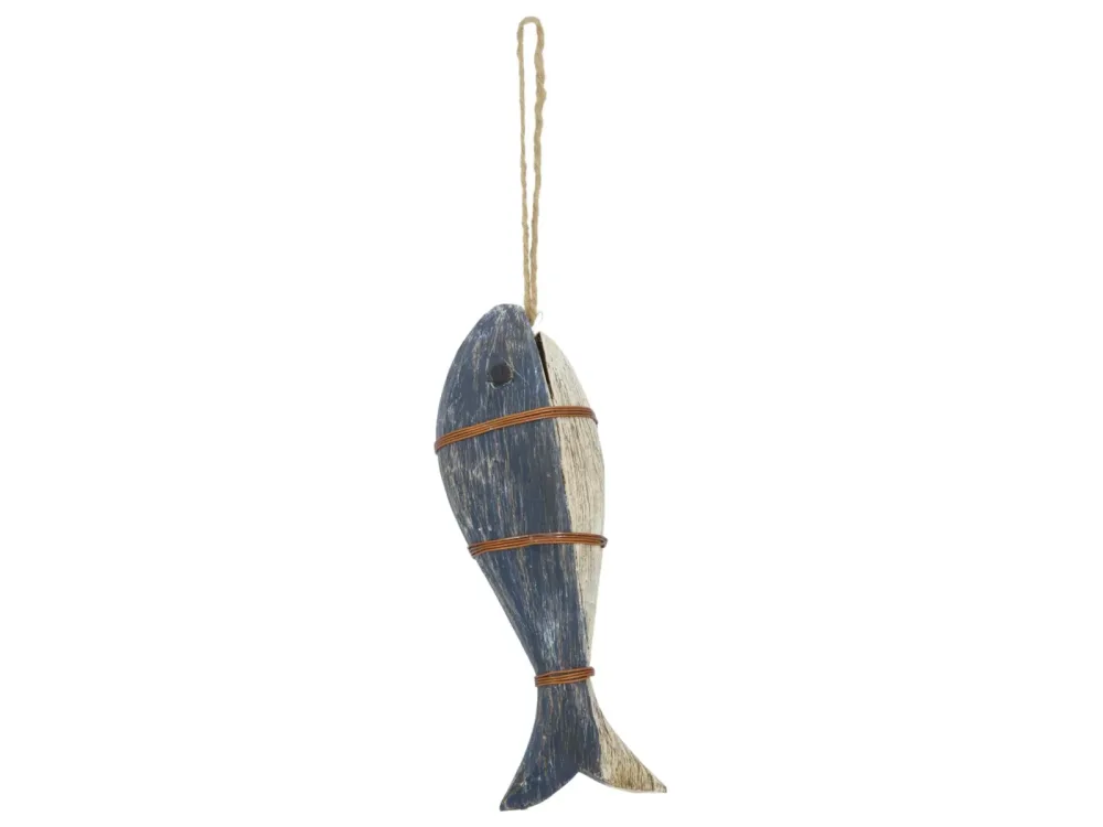 Decofinder Tierfigur Fischanhänger, Blau-Weiss  | Schubiger Möbel
