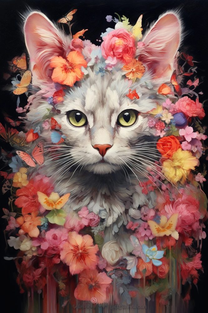 image LAND Bild mit Rahmen Flower Cat  | Schubiger Möbel