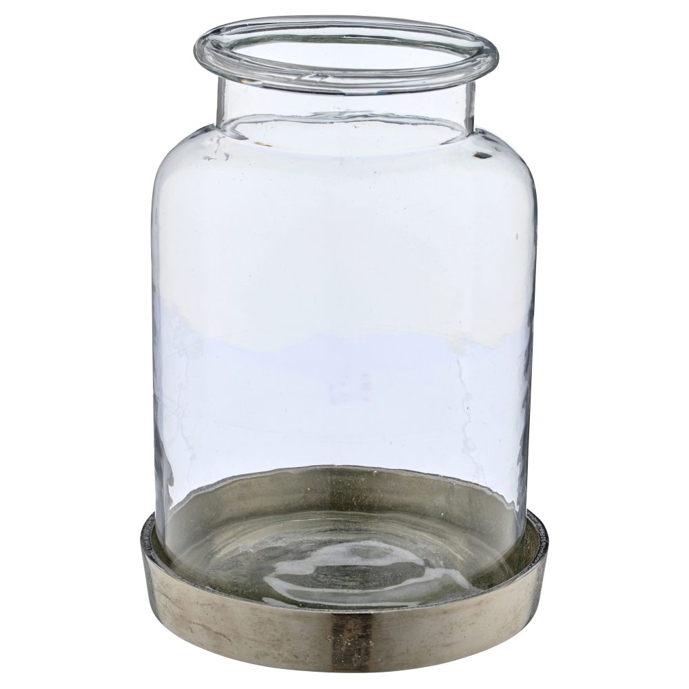 Gasper Windlicht Lepuro Glas Auf Aluminiumfuss  | Schubiger Möbel