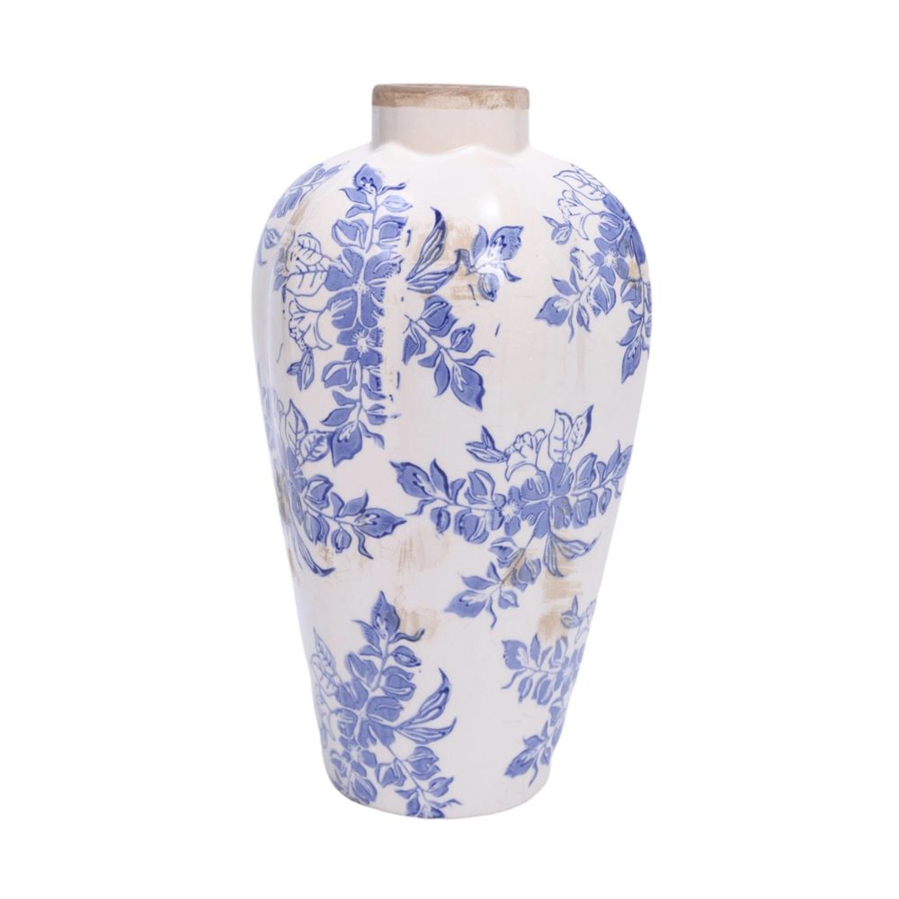 Decofinder Vase Jona Keramik Blau Weiss Weiss | Schubiger Möbel