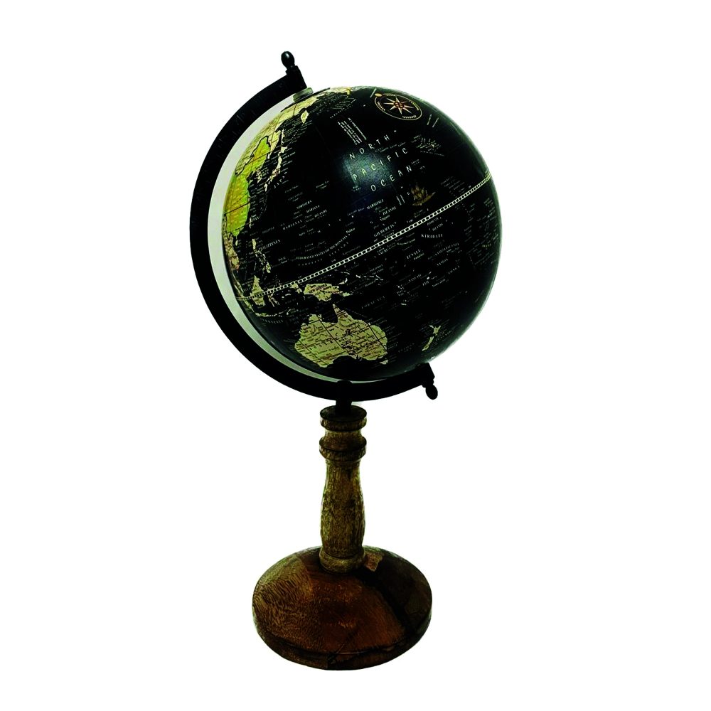 Decofinder Objekt Globus Auf Fuss Schwarz Natur H: 40 cm  | Schubiger Möbel