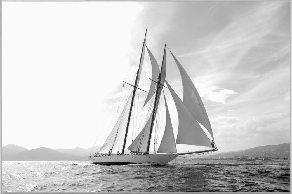 image LAND Bild mit Rahmen Segelschiff in Schwarz Weiss  | Schubiger Möbel