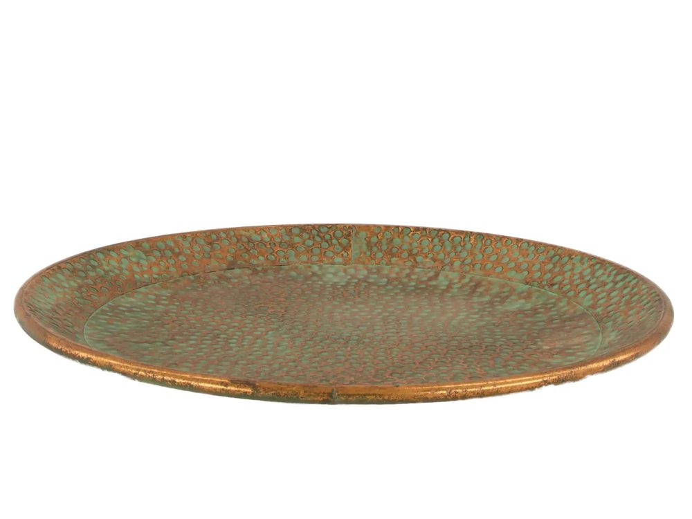 Decofinder Tablett Metall Grün D: 38 cm  | Schubiger Möbel