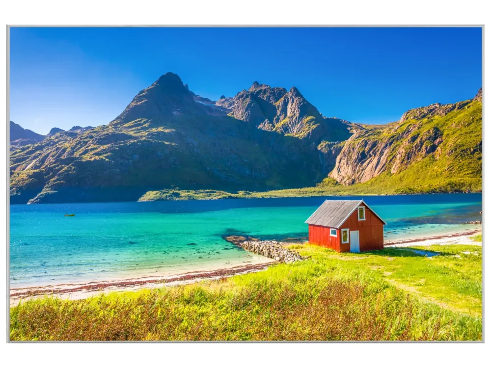 image LAND Bild mit Rahmen Einsames Haus am Fjord  | Schubiger Möbel