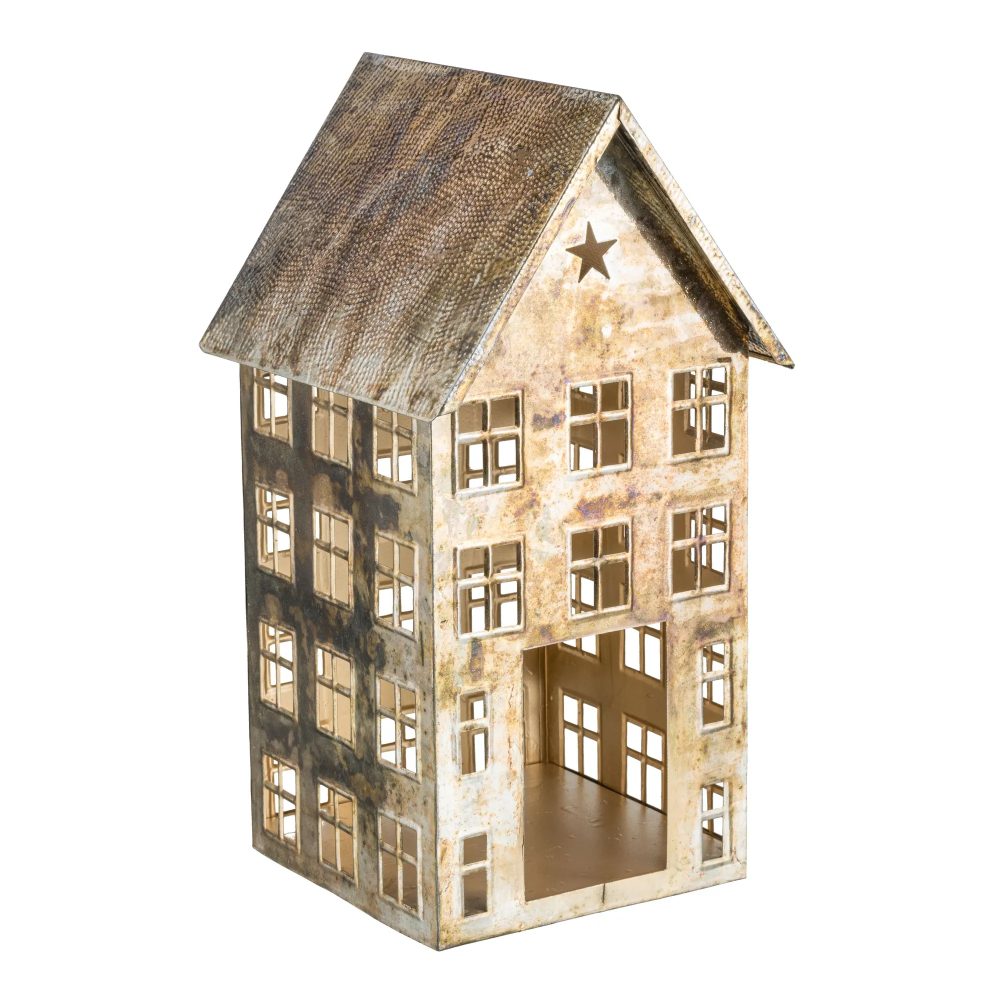 Gasper Windlicht Haus, Gold H: 40 cm  | Schubiger Möbel