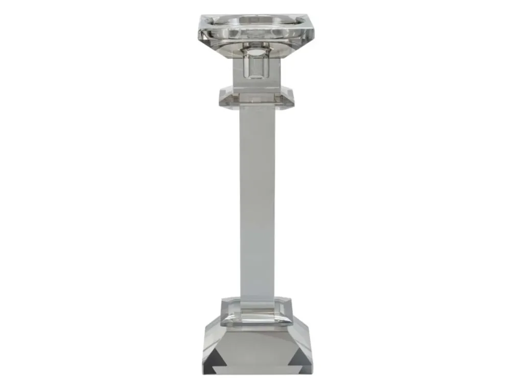 Abhika Kerzenständer Kristallglas Grau H: 29 cm  | Schubiger Möbel