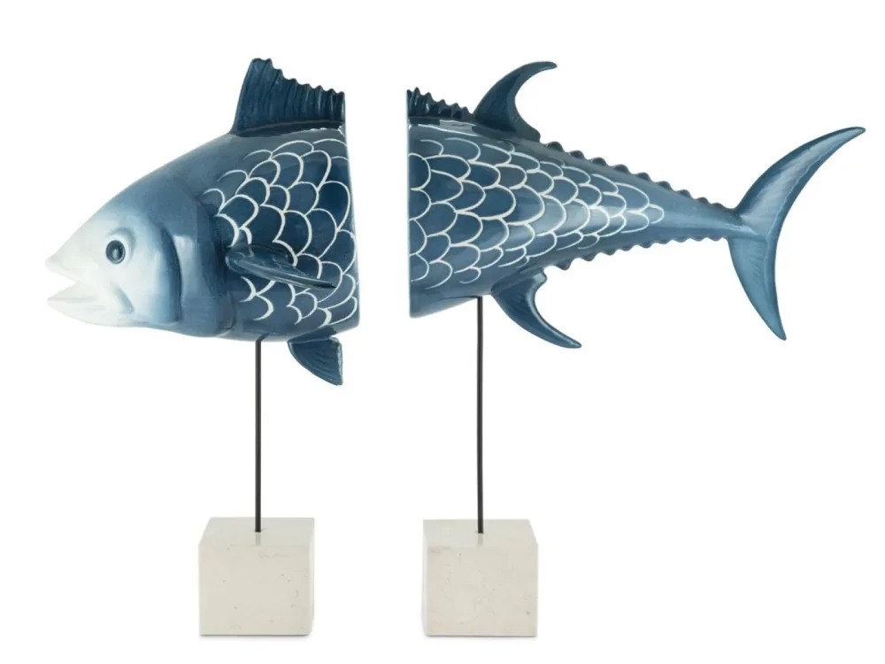 Abhika Figur Thunfisch 2teilig Zum Aufstellen Gold H: 55 cm  | Schubiger Möbel
