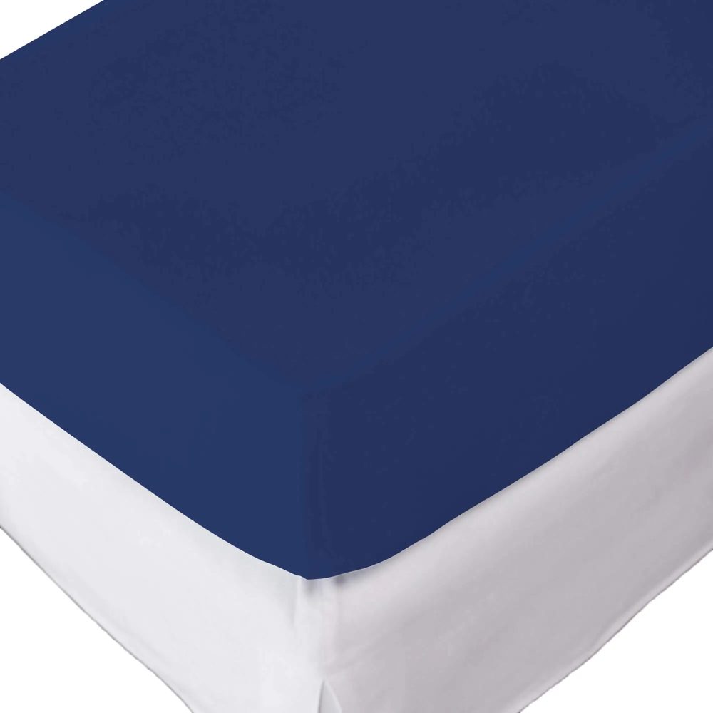 Living Home - Topper Elastic Jersey Fixleintuch Topper, 140-160 x 200 cm, Marine