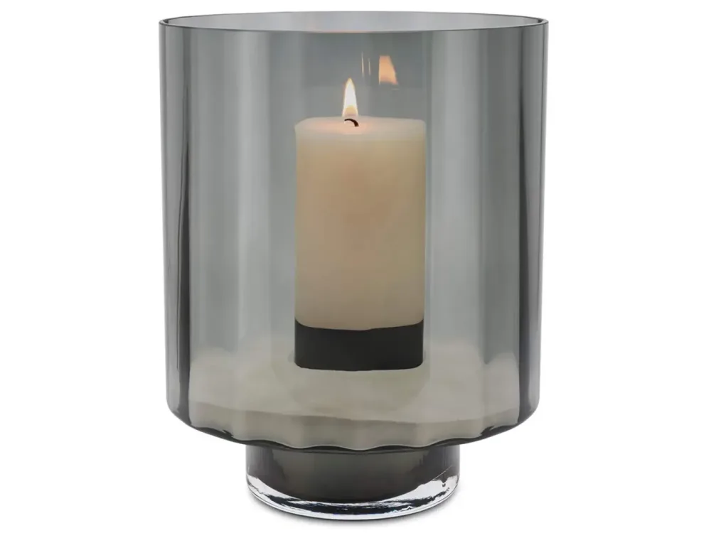 Abhika Windlicht Rauchglas H: 35 cm  | Schubiger Möbel
