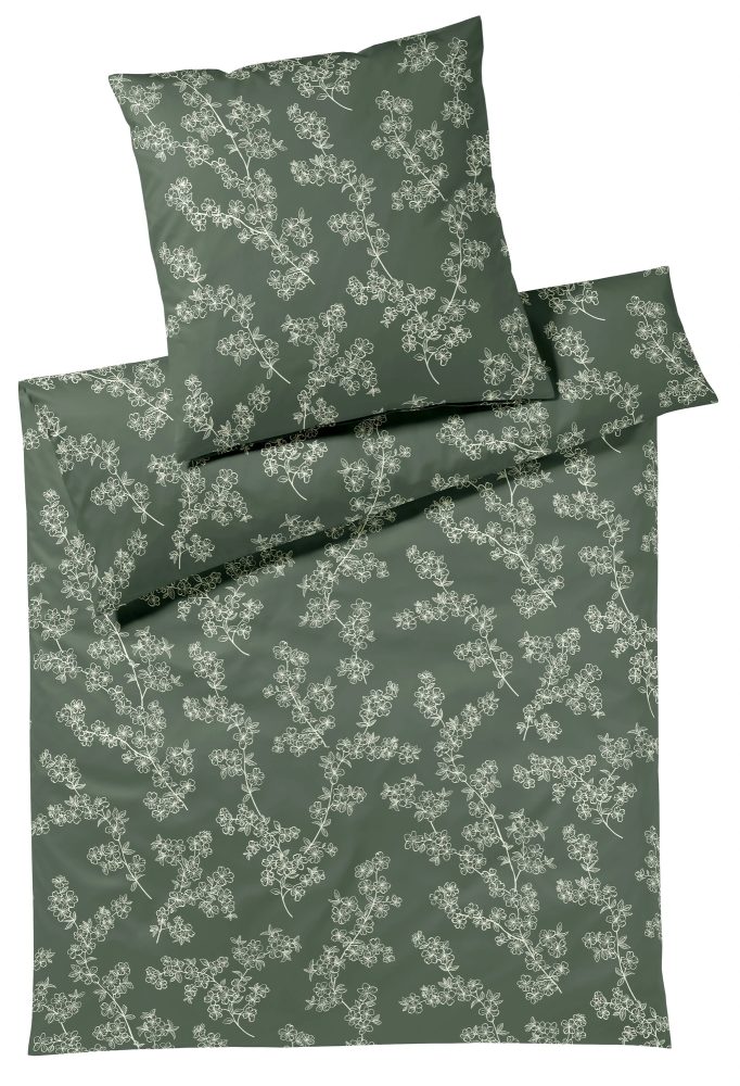 Elegante Bettwäsche Cherry Blossom Forest Green  | Schubiger Möbel