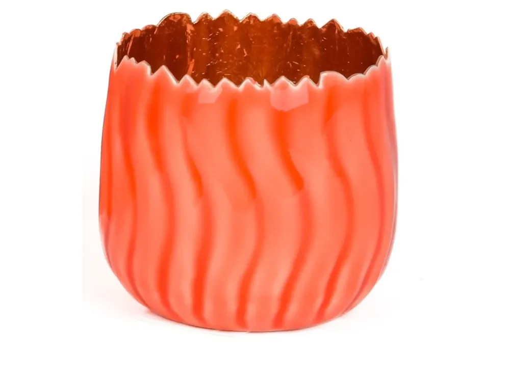 Decofinder Windlicht Welle Orange H: 10 cm Orange | Schubiger Möbel