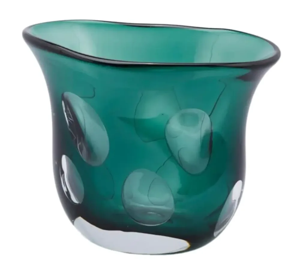 Edg Vase Fluxus Glas Petrol H: 23 cm  | Schubiger Möbel