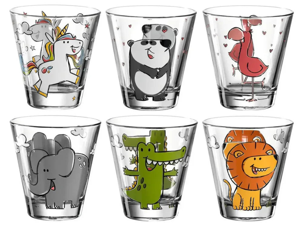 Alltron Trinkglas Für Kinder Bambini Tiermotiv 215 ml, 6 Stück Transparent | Schubiger Möbel