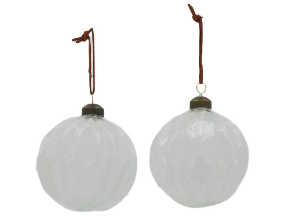 Decofinder Baumkugel Glas Weiss H: 30 cm  | Schubiger Möbel