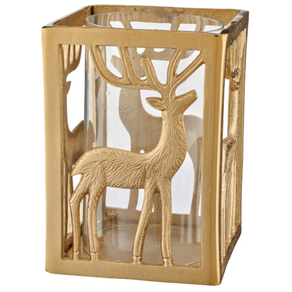 Gasper Windlicht Hirschmotiv, Gold  | Schubiger Möbel