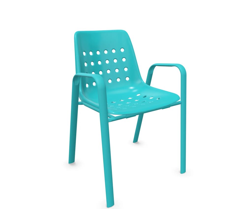 Schaffner Schalen-Stuhl Bermuda mit Armlehne Rundoval Blau | Schubiger Möbel