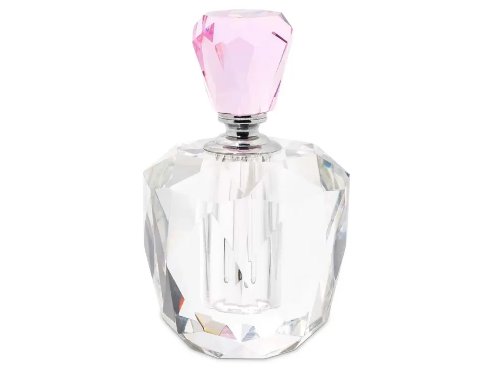 Abhika Parfum Flakon Kristallglas Pink H: 17 cm  | Schubiger Möbel
