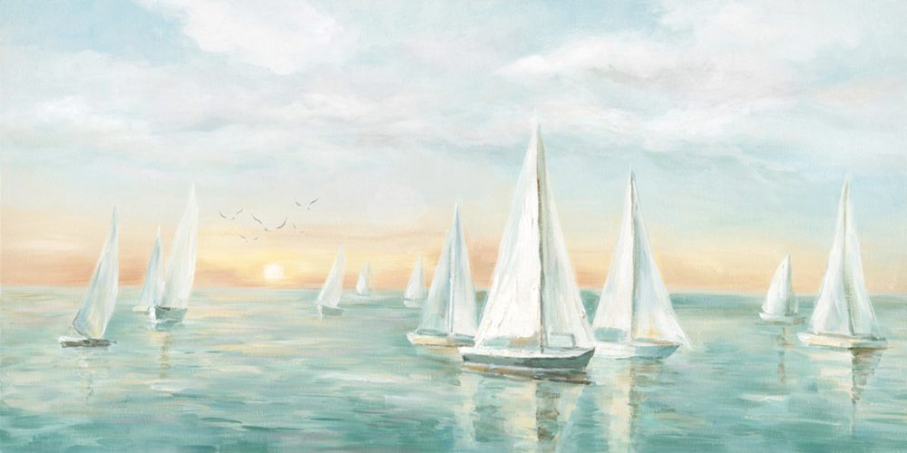 image LAND Gemälde Segelboote im Sonnenuntergang  | Schubiger Möbel
