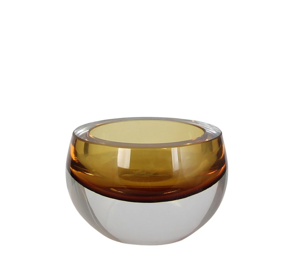 Kaheku Windlicht Olson, Amber-Glänzend H: 7 cm Orange | Schubiger Möbel