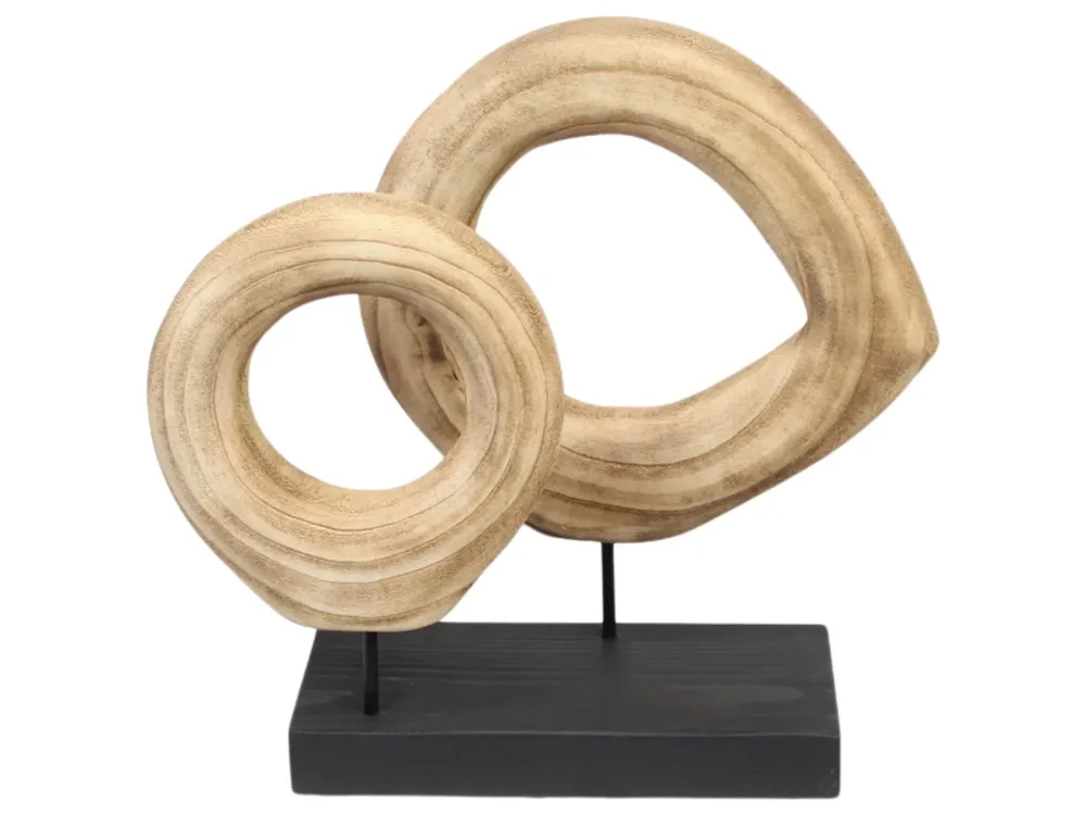 Decofinder Objekt 2er Holzring, Natur-Schwarz  | Schubiger Möbel
