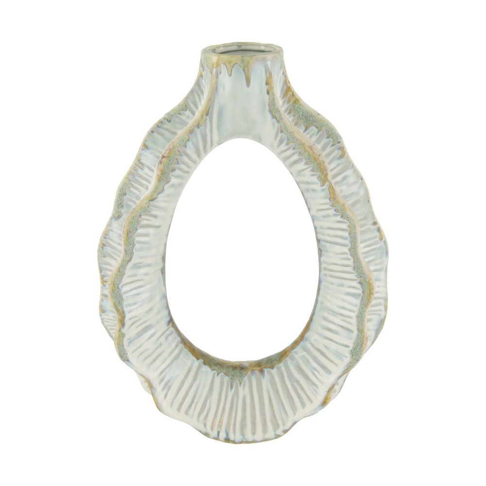 Decofinder Vase Ringflasche Keramik Weiss H: 36 cm  | Schubiger Möbel