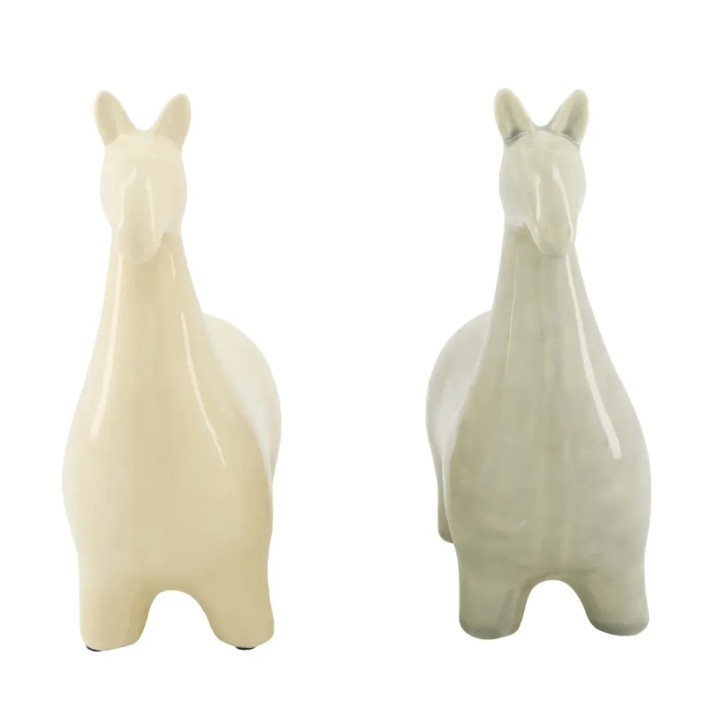 Decofinder Figur Alpaka, Grau-Creme H: 23 cm  | Schubiger Möbel