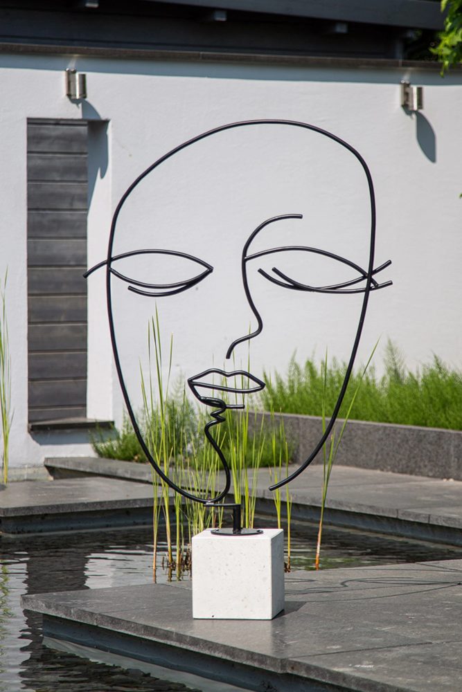 Gilde Figur Visione, Gesicht, Schwarz H: 100 cm  | Schubiger Möbel
