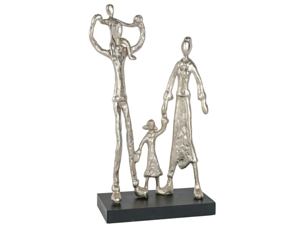 Decofinder Figur Familie Mangoholz Alu Holzfarbig | Schubiger Möbel